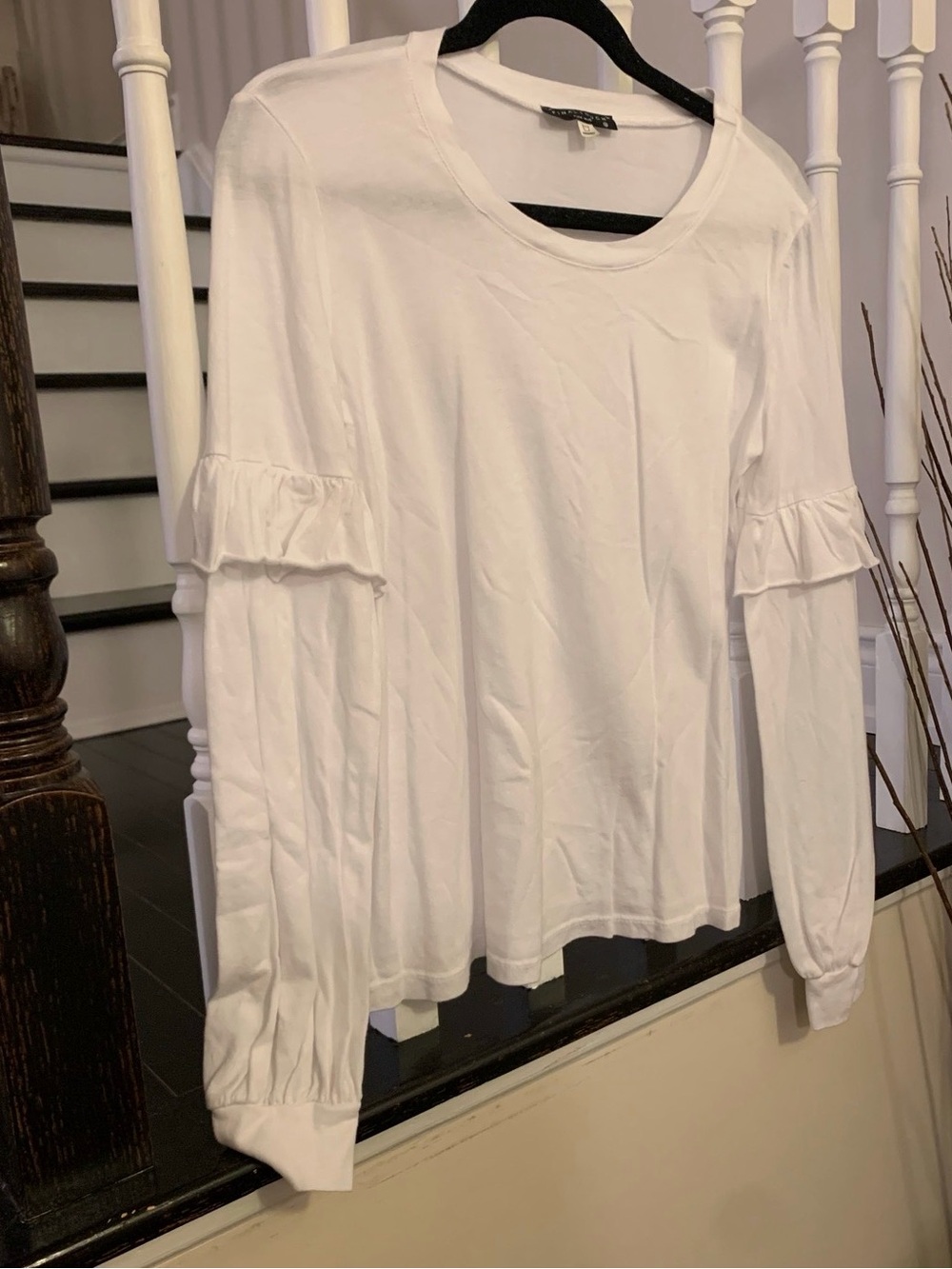 Final Touch White Ruffle Sleeve Long-Sleeve Tee